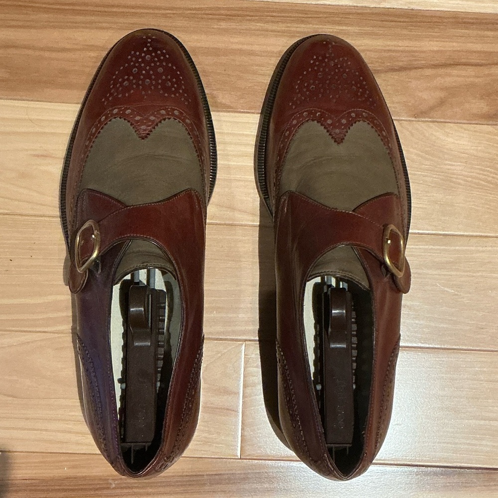 Bruno Magli Brown and Tan Leather Oxfords